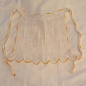 Vintage Crochet White Orange and Yellow Childs Apron